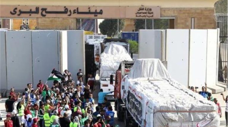 عبور 365 شاحنة إغاثة لغزة عبر معبري رفح وكرم أبو سالم