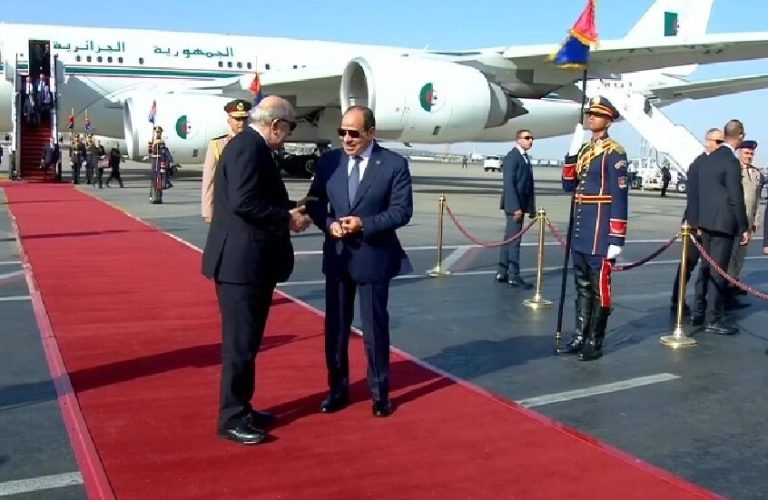 السيسي يستقبل الرئيس الجزائري في مطار القاهرة