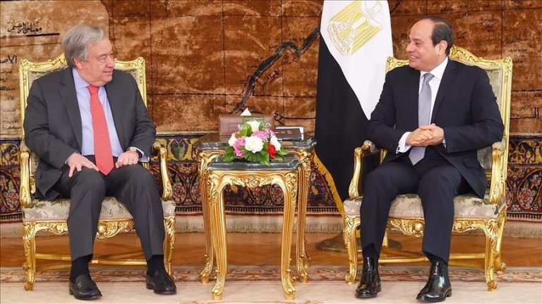 السيسي وغوتيريش يؤكدان رفض تهجير الفلسطينيين ويدعوان إلى تسريع إعادة إعمار غزة
