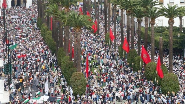 مظاهرات حاشدة في المغرب لدعم غزة ورفض العدوان الإسرائيلي