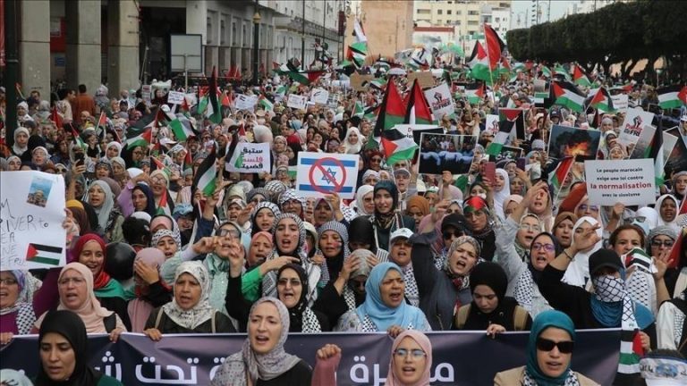 مظاهرات حاشدة في المغرب تنديدًا بتجدد العدوان على غزة