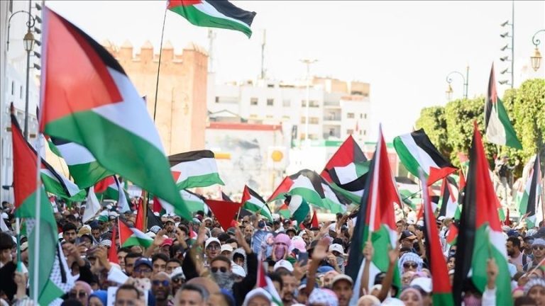 مظاهرة في مراكش المغربية تندد بتجويع غزة وتؤكد دعم المقاومة الفلسطينية