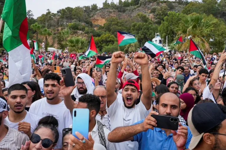 نشطاء يعتصمون أمام السفارة الأميركية في تونس دعماً لأسطول الصمود لغزة