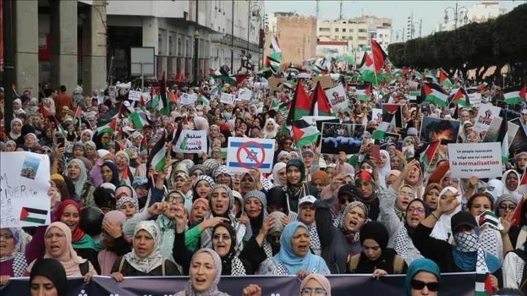 مظاهرات في طنجة ومراكش دعما لـ”أسطول الصمود” المتجه إلى غزة