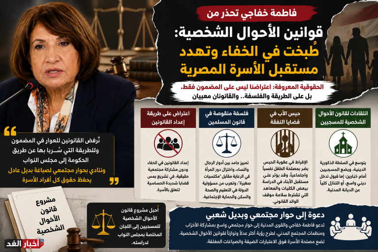 فاطمة خفاجي تحذر من قوانين الأحوال الشخصية: طُبخت في الخفاء وتهدد مستقبل الأسرة المصرية