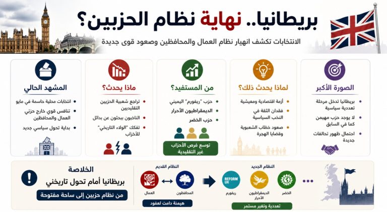 زلزال سياسي يهز بريطانيا: أحزاب بديلة تلتهم مقاعد “العمال” و”المحافظين”