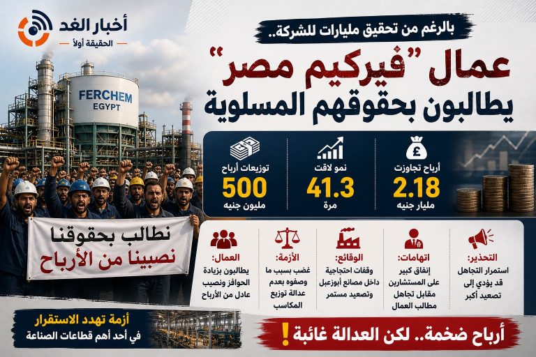 عمال «فيركيم مصر» يطالبون بنصيب عادل من الأرباح بعد تحقيق الشركة مليارات الجنيهات