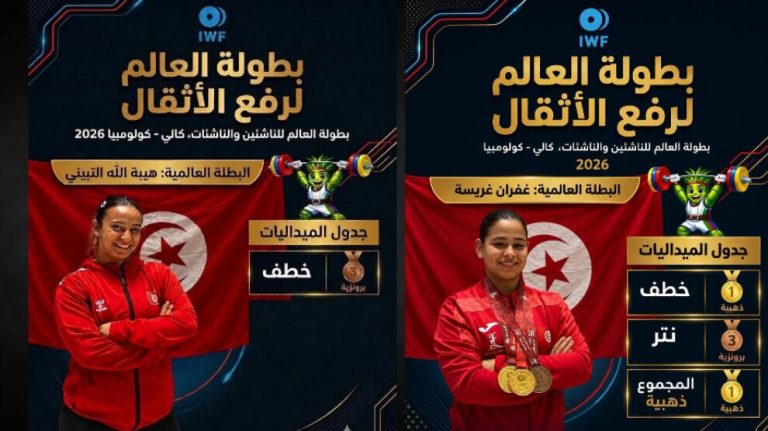 بطلات تونس يخطفن الاضواء في بطولة العالم لرفع الاثقال بـ 4 ميداليات
