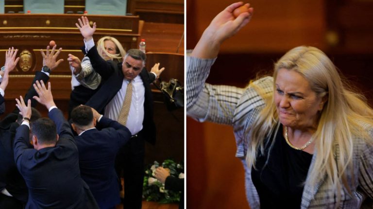 نائبة معارضة ترشق رئيس وزراء كوسوفو بالبيض في البرلمان