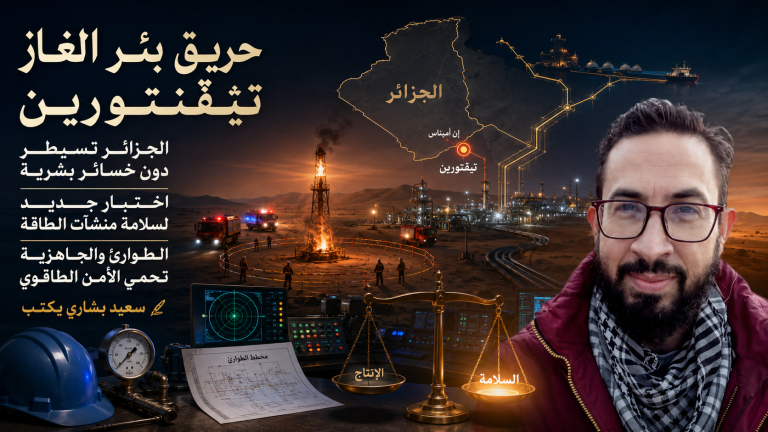 سعيد بشاري يكتب: الجزائر تسيطر على حريق بئر الغاز تيڨنتورين.. اختبار جديد لسلامة منشآت الطاقة