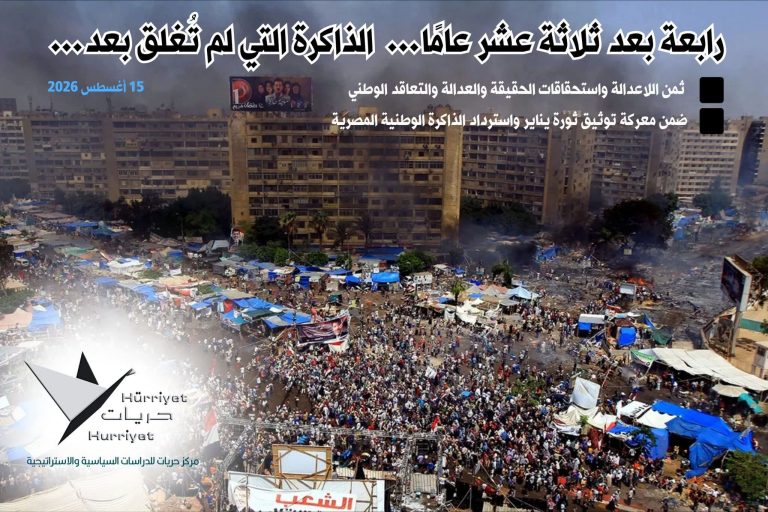 رابعة بعد ثلاثة عشر عامًا ..الذاكرة التي لم تُغلق بعد”..ثمن اللاعدالة واستحقاقات الحقيقة والعدالة والتعاقد الوطني ضمن معركة توثيق ثورة يناير واسترداد الذاكرة الوطنية المصرية – دراسة تحليلية –