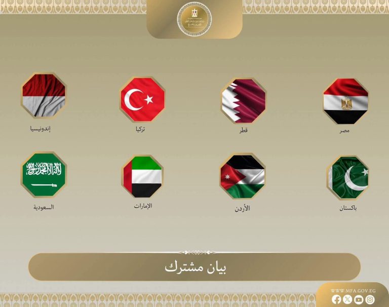 مصر و7 دول عربية وإسلامية تدين رفض إسرائيل خطة ترامب للسلام بغزة
