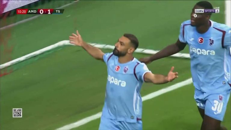 محمد صلاح يسجل الهدف الأول في مباراة طرابزون سبور واميد سبورتيف