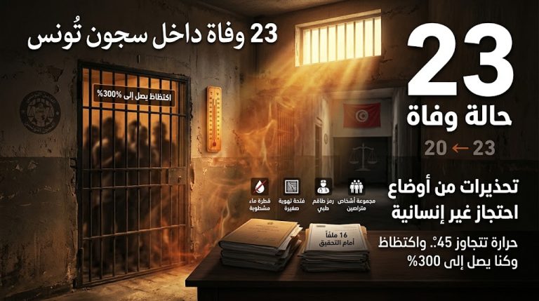 ارتفاع الوفيات داخل سجون تونس إلى 23 حالة وتحذيرات من أوضاع احتجاز غير إنسانية