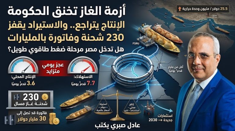 عادل صبري يكتب: أزمة الغاز تشدد خناقها على حكومة مصر