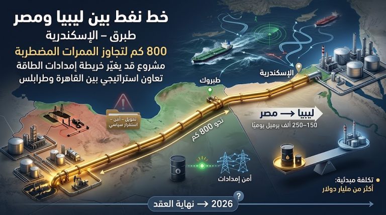 خط نفط بطول 800 كيلومتر يربط ليبيا بمصر.. مشروع استراتيجي من طبرق إلى الإسكندرية