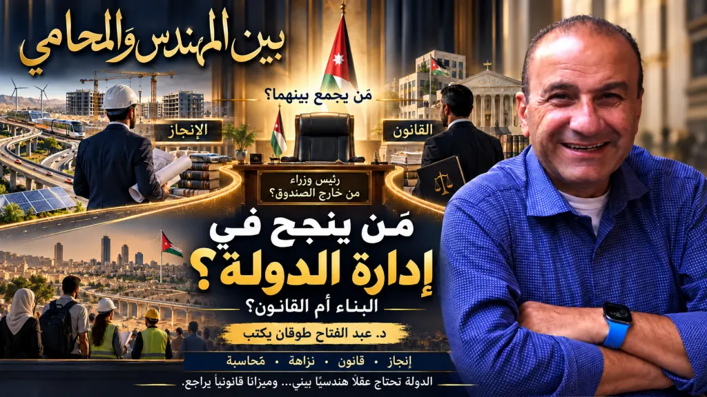 د. عبد الفتاح طوقان يكتب: بين المهندس والمحامي: كيف تُدار الدولة، ومَن ينجح أكثر؟