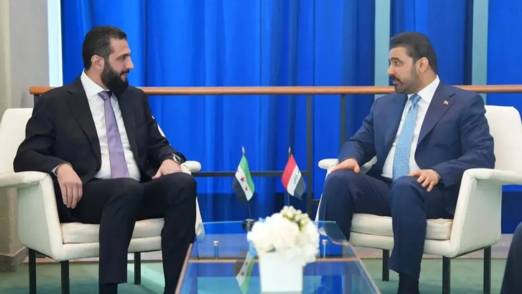 الرئيس الشرع يلتقي رئيس الوزراء العراقي في قصر ‏الشعب بدمشق