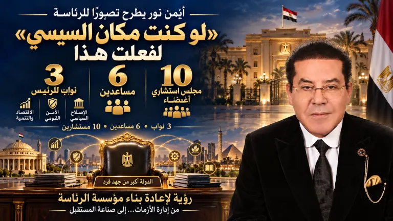 د. أيمن نور يطرح تصورًا لإعادة بناء مؤسسة الرئاسة: «لو كنت مكان الرئيس السيسي لفعلت هذا»