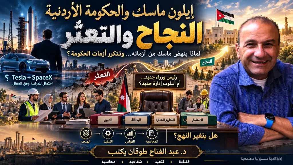 د.عبد الفتاح طوقان يكتب: إيلون ماسك الملياردير ورؤساء الحكومات الأردنية : النجاح والتعثر