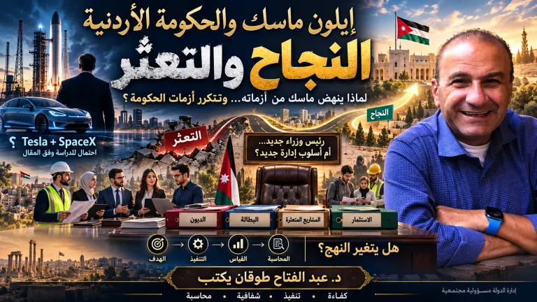 د.عبد الفتاح طوقان يكتب: إيلون ماسك الملياردير ورؤساء الحكومات الأردنية : النجاح والتعثر