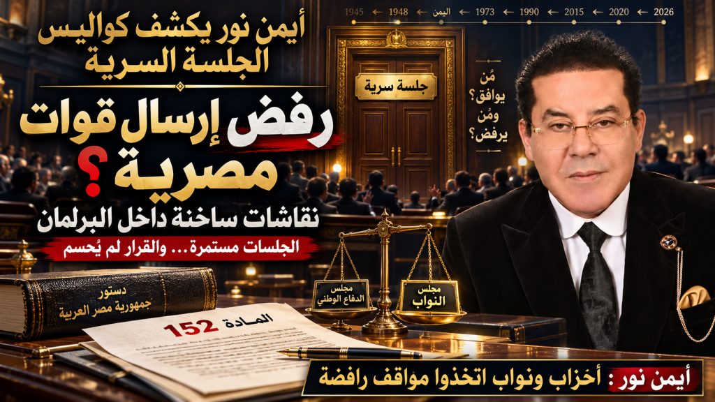 د. أيمن نور يكشف تفاصيل الجلسة السرية للبرلمان: نقاشات ساخنة ومواقف رافضة لإرسال قوات مصرية